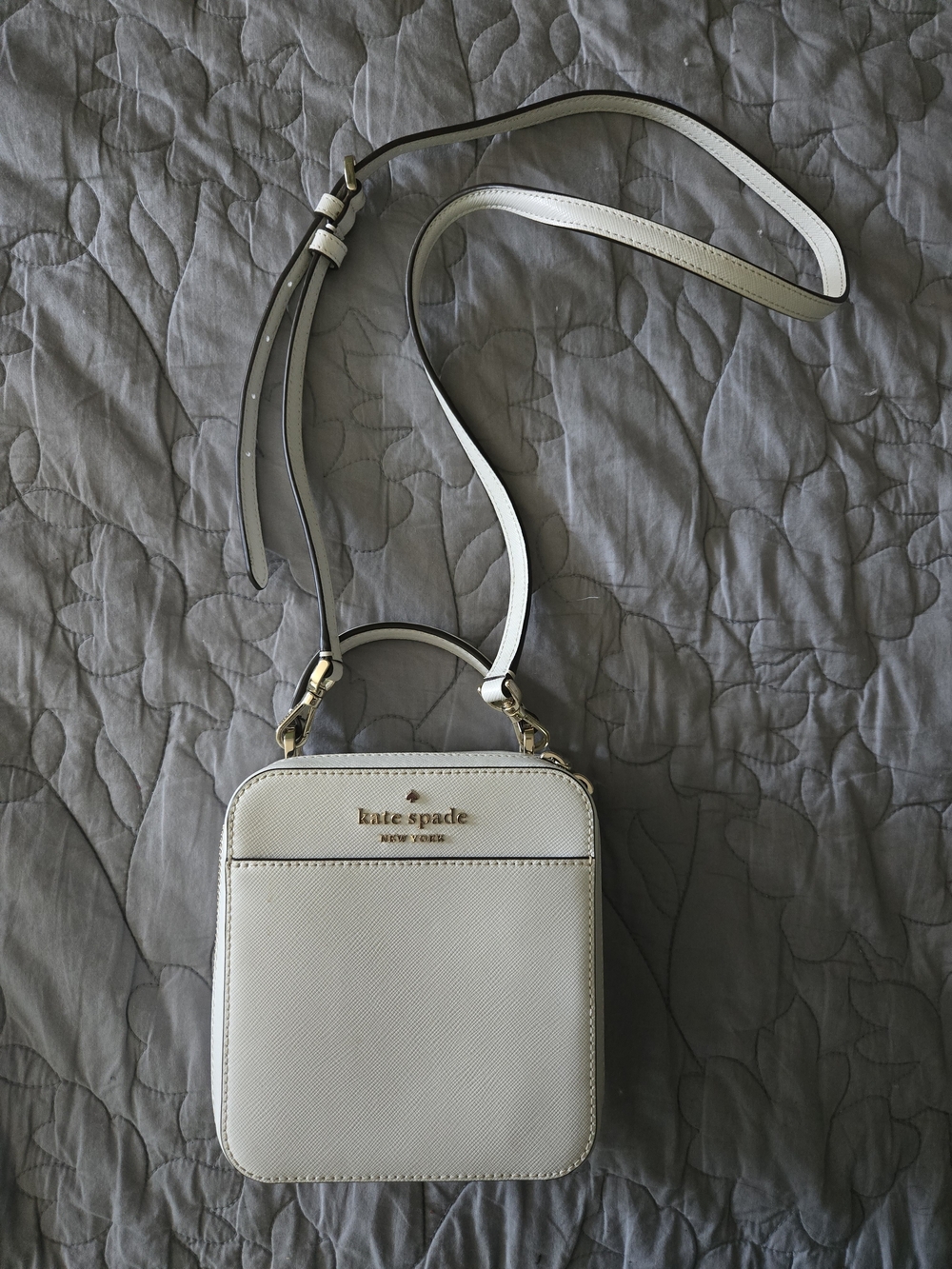 kate spade White Leather Crossbody Bag with Gold Hardware